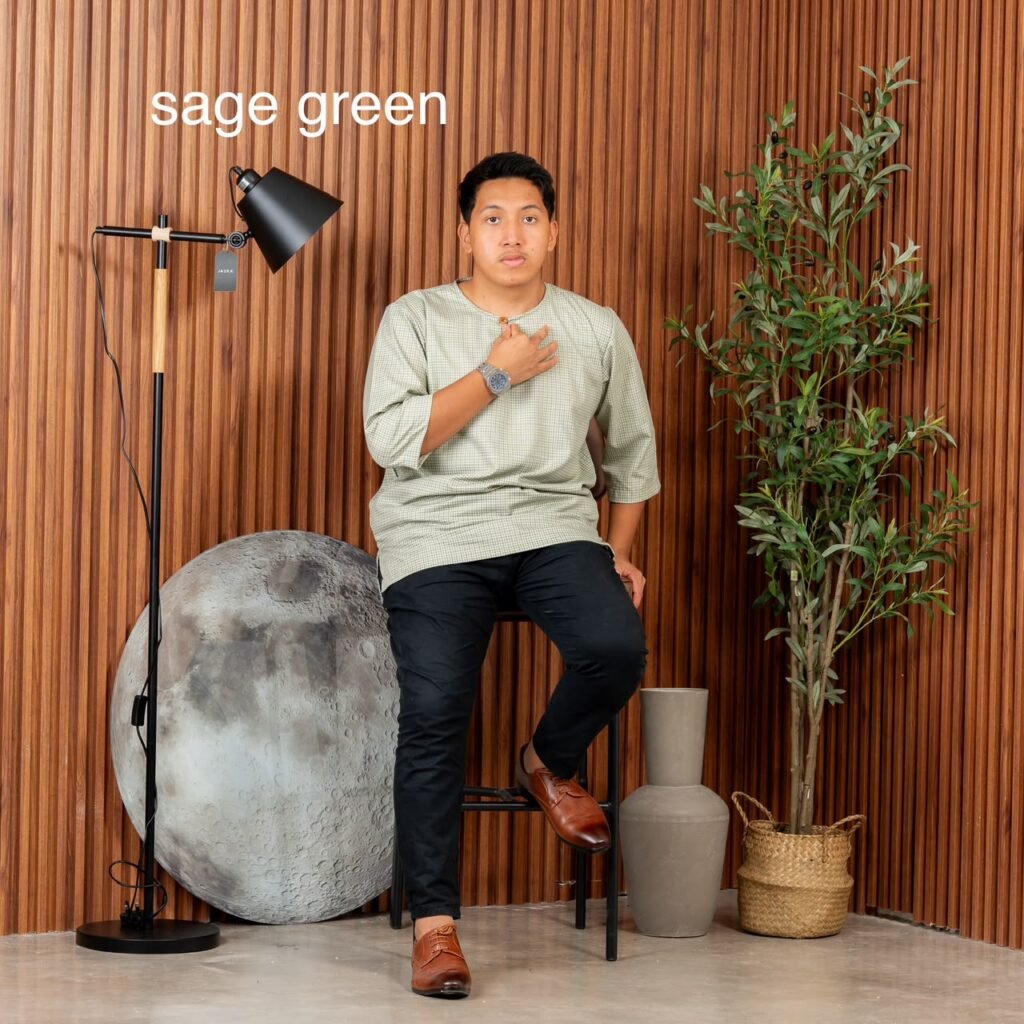 Model wearing Umier Sage Green